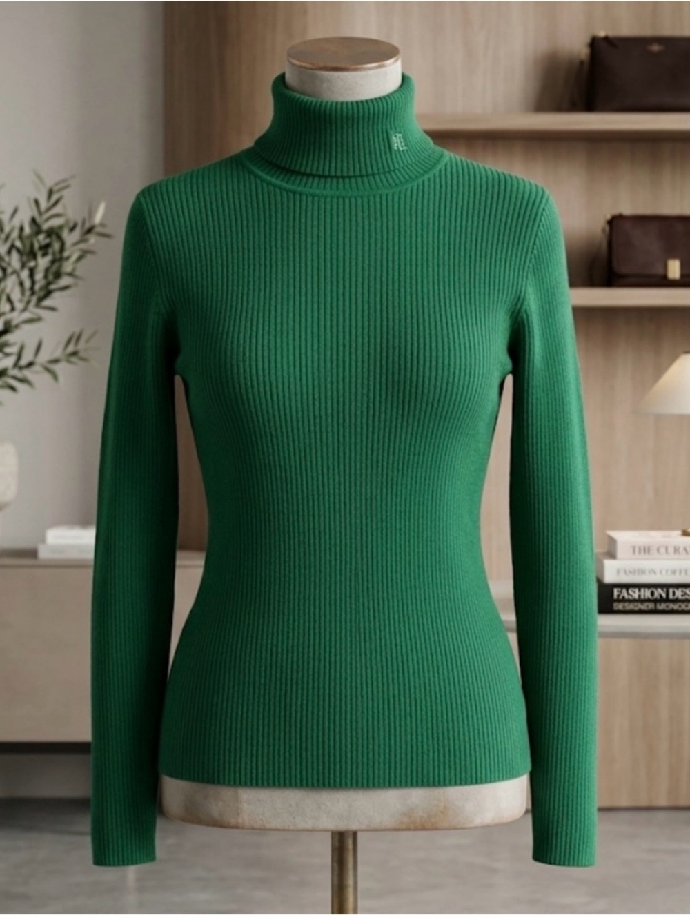 Ralph Lauren Green Ribbed Turtleneck Sweater size S. Euc.